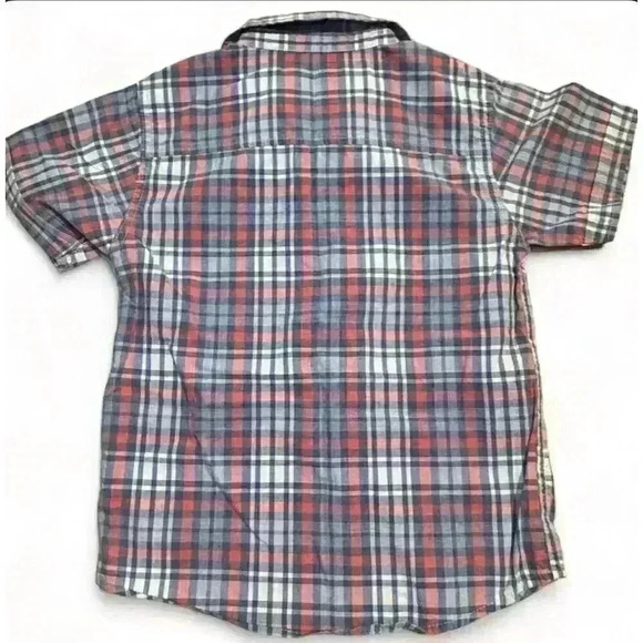 Calvin Klein Boys' Plaid Short Sleeve Button-Up Shirt Size 5 Multicolor - Picture 2 of 4